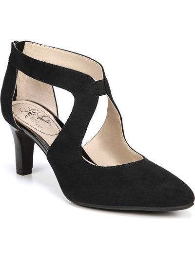 LIFE STRIDE Womens Black Goring Cutouts Padded Giovanna Almond Toe Stiletto Zip-Up Pumps 6.5 M