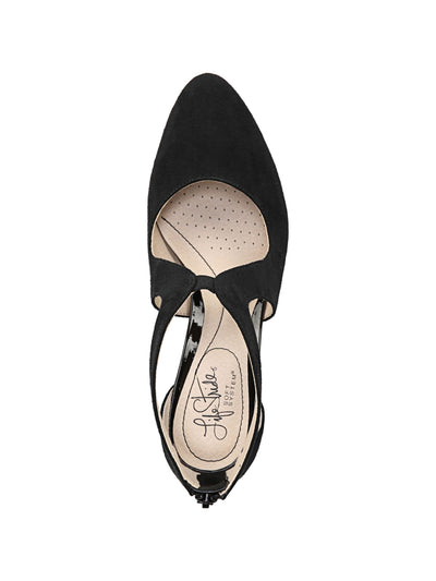 LIFE STRIDE Womens Black Goring Cutouts Padded Giovanna Almond Toe Stiletto Zip-Up Pumps 6.5 M