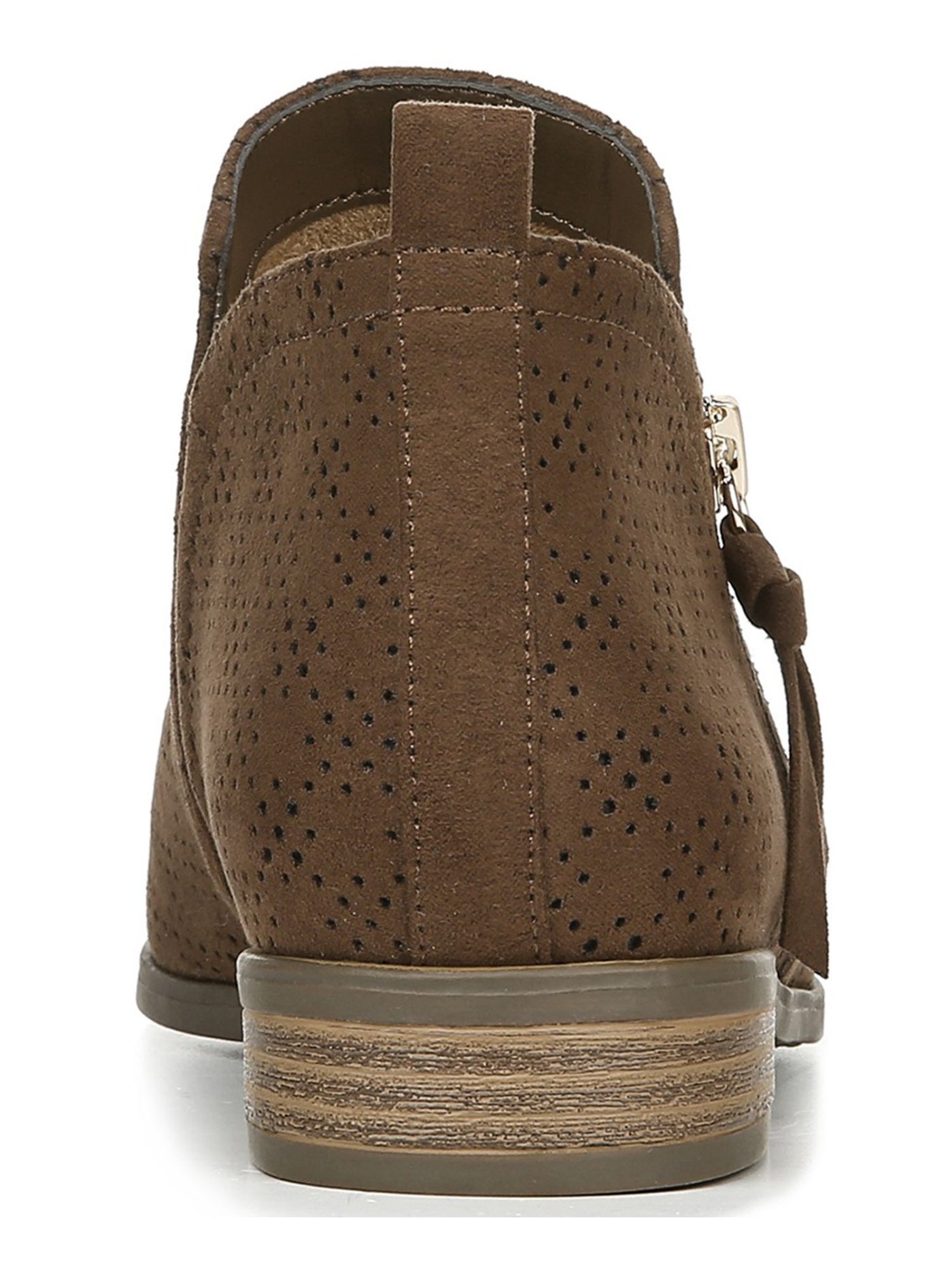 DR SCHOLLS Womens Brown Pinhole Traction Sole Stretch Gore Cushioned Rate Zip Almond Toe Block Heel Zip-Up Booties 8 M