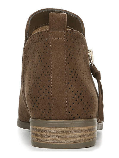 DR SCHOLLS Womens Brown Pinhole Traction Sole Stretch Gore Cushioned Rate Zip Almond Toe Block Heel Zip-Up Booties 8 M