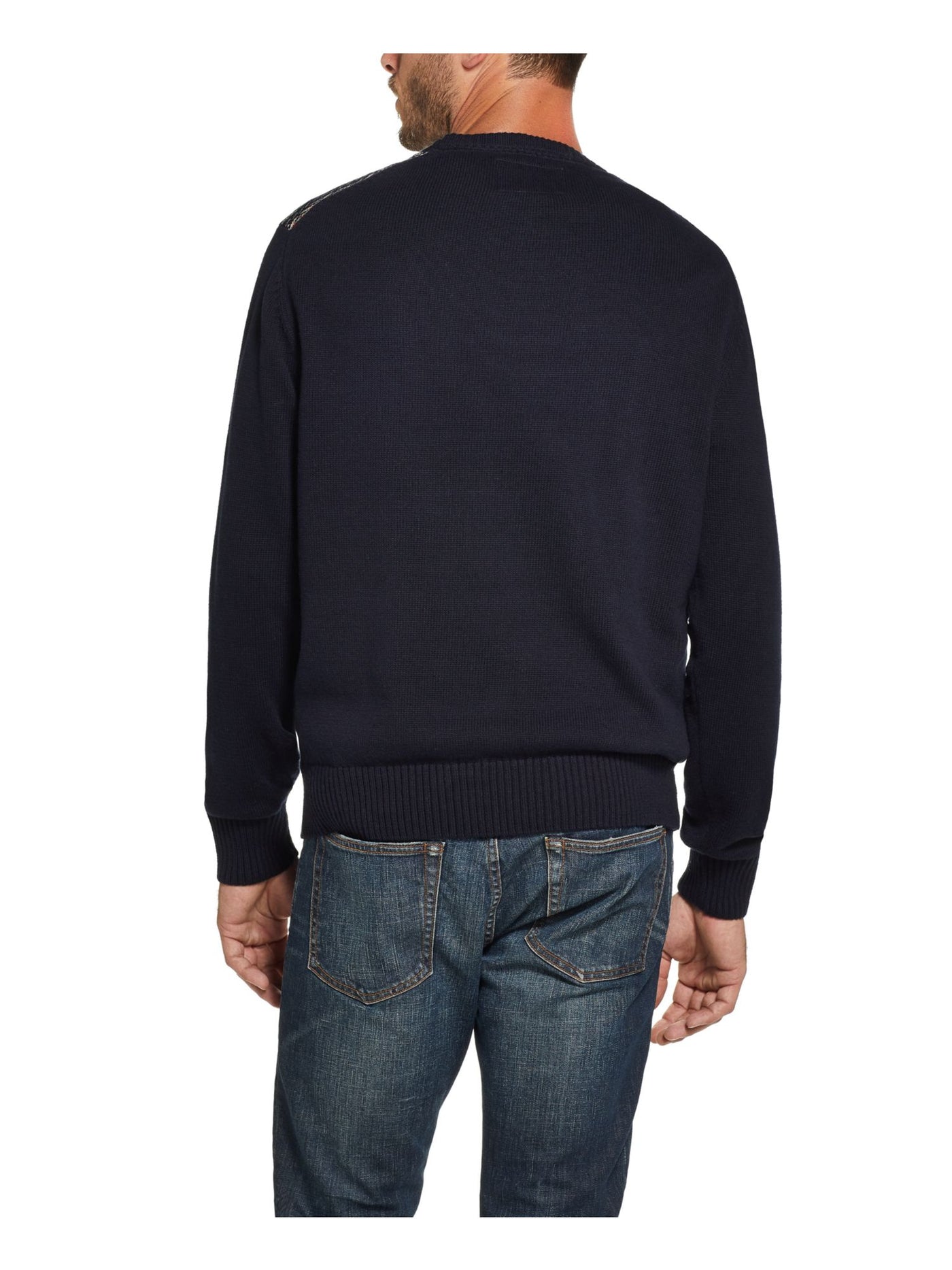 WEATHERPROOF VINTAGE Mens Navy Patterned Crew Neck Classic Fit Knit Pullover Sweater S