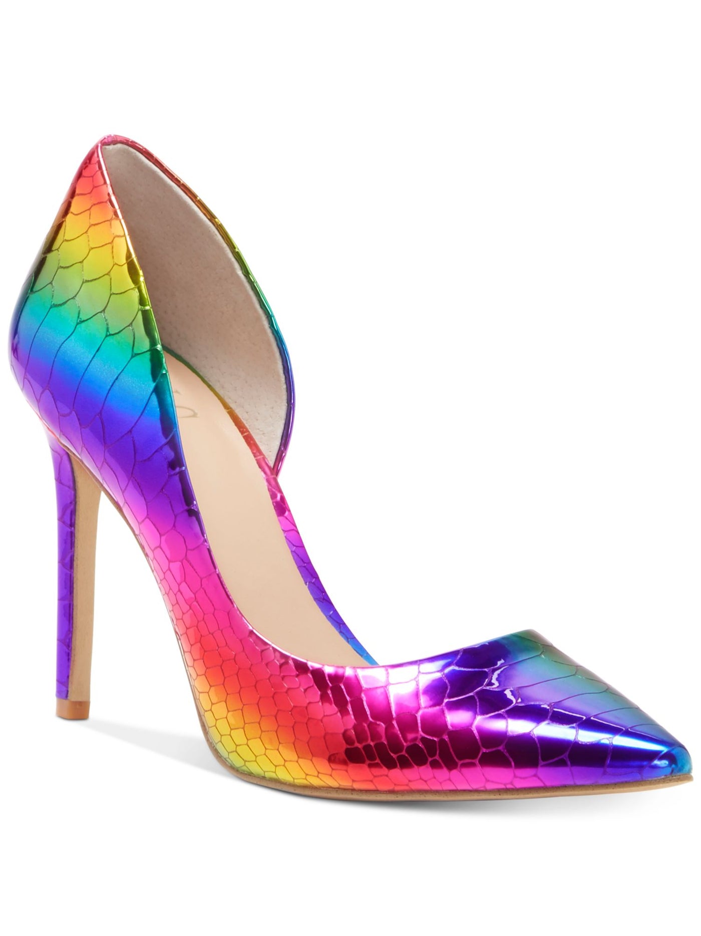 INC Womens Pink Scales Rainbow Reflective Kenjay Pointed Toe Stiletto Slip On Pumps Shoes 6 M