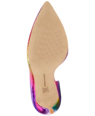 INC Womens Pink Scales Rainbow Reflective Kenjay Pointed Toe Stiletto Slip On Pumps Shoes M