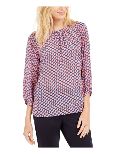 MAX MARA WEEKEND Womens Pink Patterned 3/4 Sleeve Jewel Neck Top 8