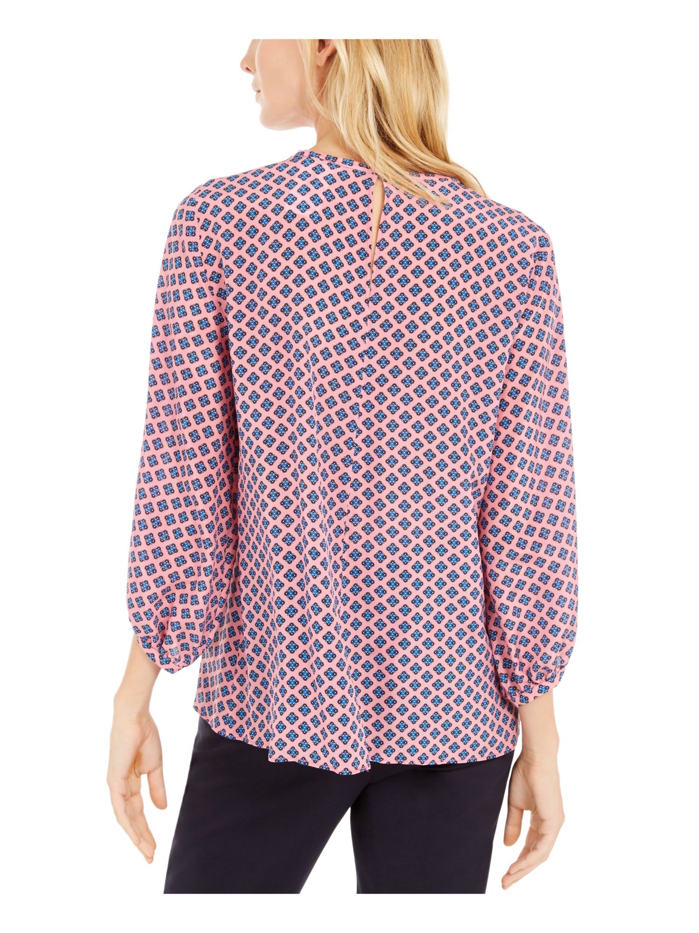 MAX MARA WEEKEND Womens Pink Patterned 3/4 Sleeve Jewel Neck Top 8