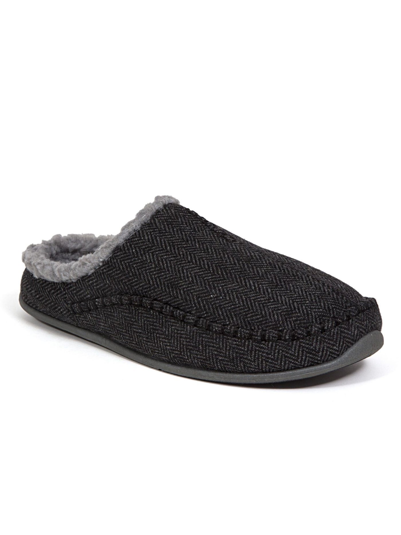 DEER STAGS Mens Gray Herringbone Comfort Slipperooz Round Toe Slip On Slippers Shoes 8 M
