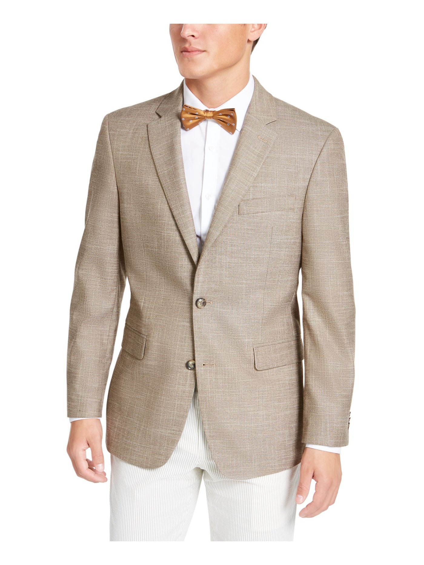 TOMMY HILFIGER Mens Beige Single Breasted Ultraflex Heather Regular Fit Suit Separate Blazer Jacket 40R