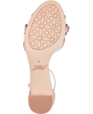 JEWEL BADGLEY MISCHKA Womens Pink Embellished Perforated Giona Round Toe Buckle Dress Slingback Sandal W