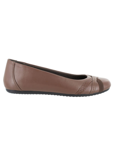 EASY STREET Womens Brown Crisscross Strap Detail Removable Insole Cushioned Derry Round Toe Slip On Ballet Flats 7.5 W