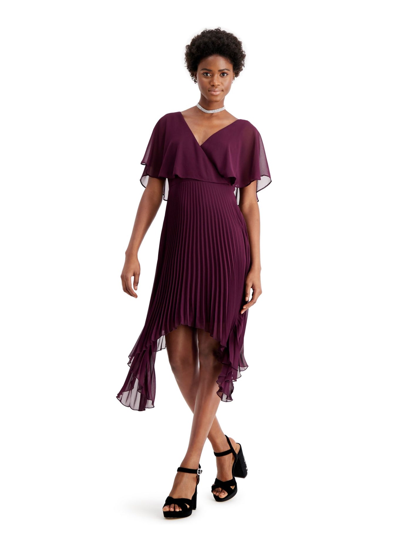 KENSIE Womens Purple Short Sleeve V Neck Midi Sheath Dress 6