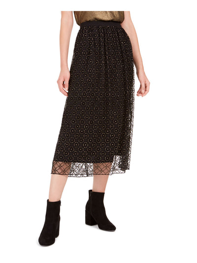 BAR III Womens Embellished Midi A-Line Skirt