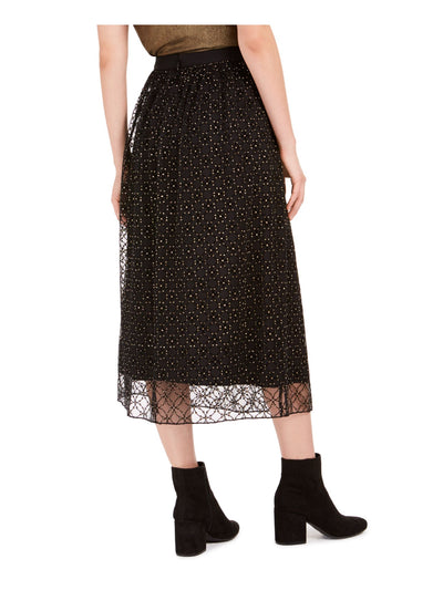 BAR III Womens Black Embellished Speckle Midi A-Line Skirt XS