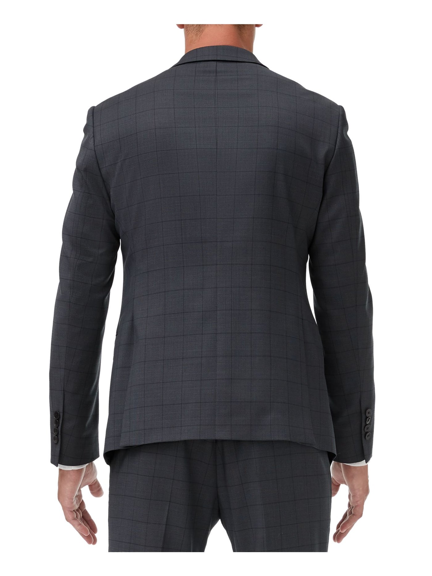 ARMANI EXCHANGE Mens Black Windowpane Plaid Suit Separate Blazer Jacket 44