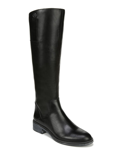 FRANCO SARTO Womens Black Metallic Bead-Link Trim At Welt Strap Detail Comfort Becky Round Toe Block Heel Zip-Up Leather Boots Shoes 5 M WC