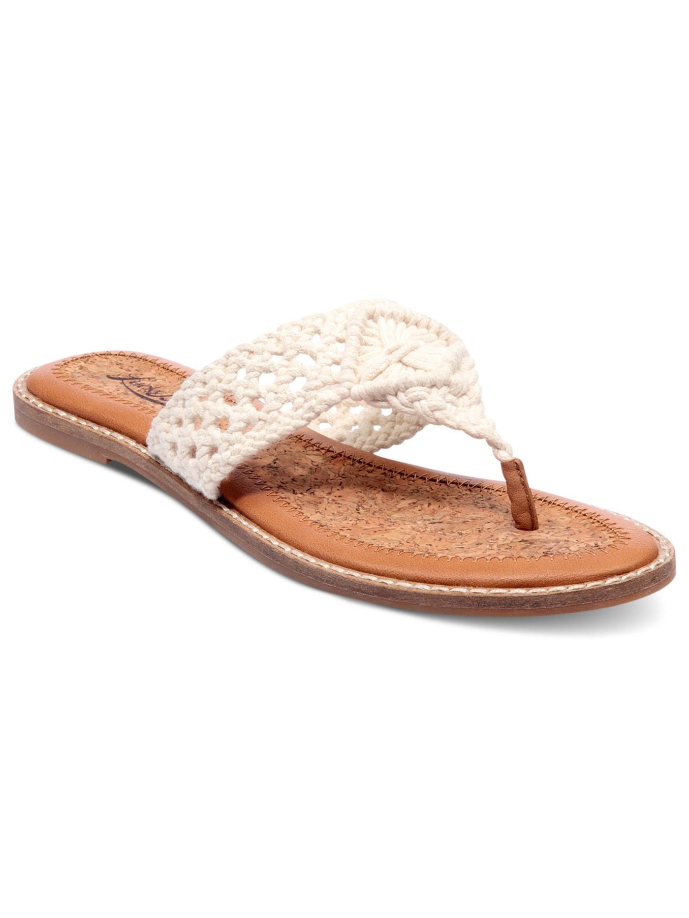 LUCKY BRAND Womens Beige Woven Comfort Barry Round Toe Slip On Thong Sandals Shoes 5.5 M