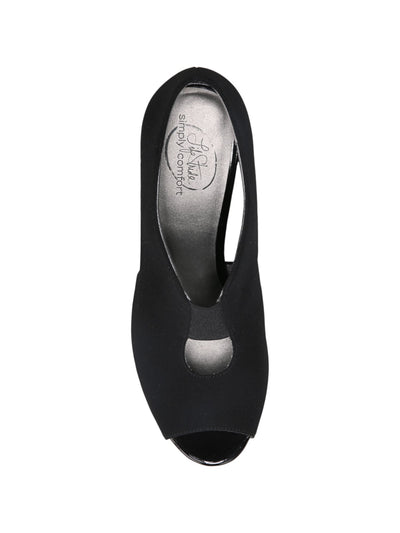 LIFE STRIDE Womens Black Goring Cushioned Carla Peep Toe Block Heel Slip On Shootie 9.5 W