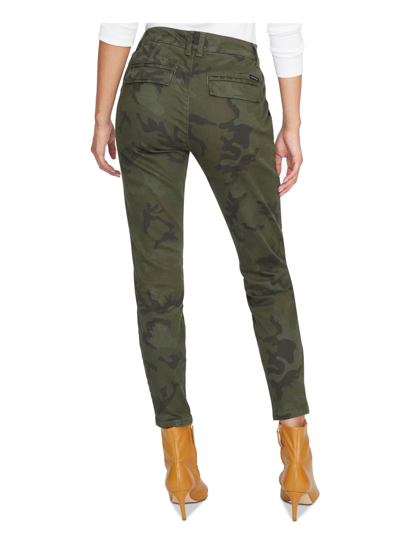 SANCTUARY Womens Green Zippered Pocketed Camouflage Skinny Jeans Juniors 26 Waist