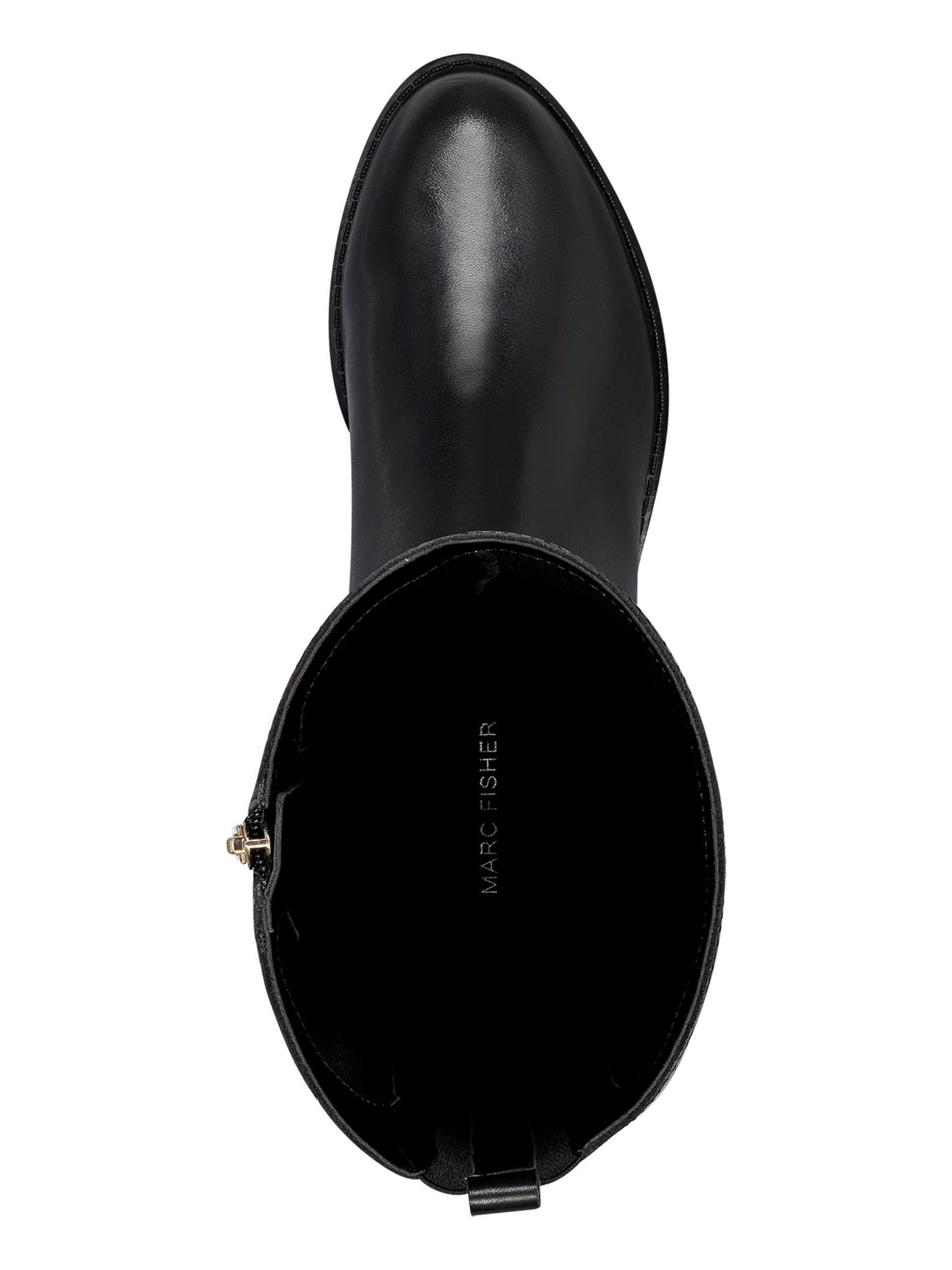 MARC FISHER Womens Black Flex Gore Back Accents Studded Cushioned Slip Resistant Water Resistant Secalm Round Toe Block Heel Zip-Up Riding Boot 6.5 M