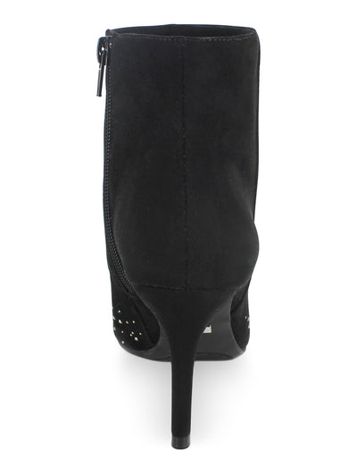 ZIGI SOHO Womens Black Rhinestone Synthia Almond Toe Stiletto Zip-Up Dress Booties 6.5 M