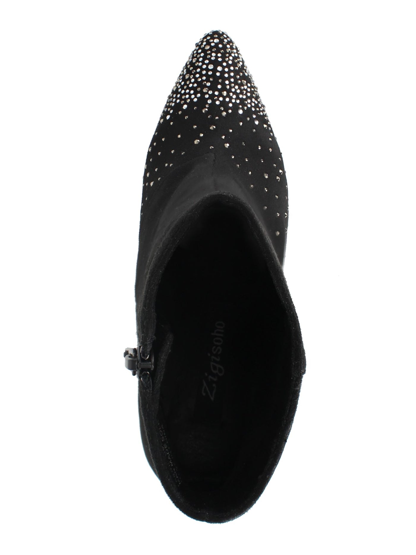 ZIGI SOHO Womens Black Rhinestone Synthia Almond Toe Stiletto Zip-Up Dress Booties 6.5 M