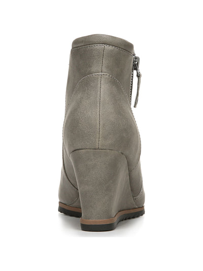 SOUL NATURALIZER Womens Gray Stretch Gore Arch Support Padded Haley Almond Toe Wedge Zip-Up Booties 8.5 M