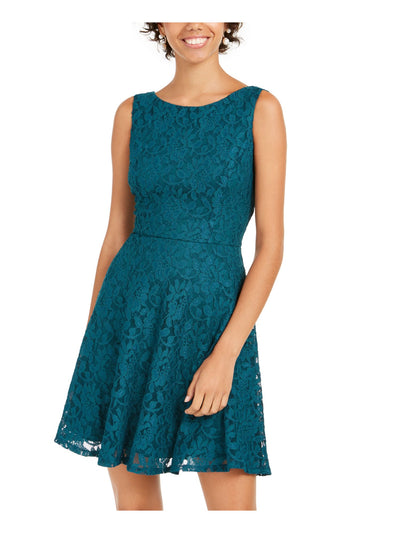 SPEECHLESS Womens Green Lace Sleeveless Scoop Neck Short Party Fit + Flare Dress S