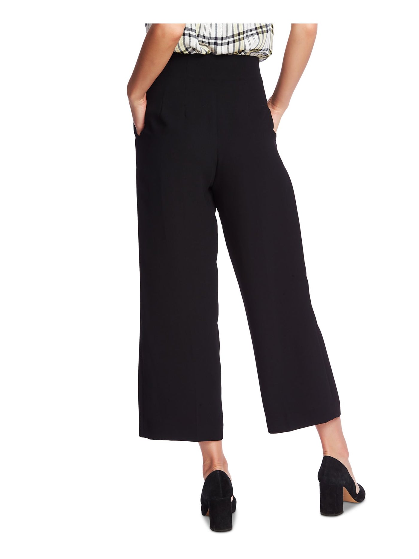 1. STATE Womens Black Pocketed Belted Wide Leg Pants 0