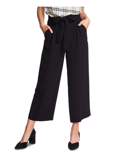 1. STATE Womens Black Pocketed Belted Wide Leg Pants 4