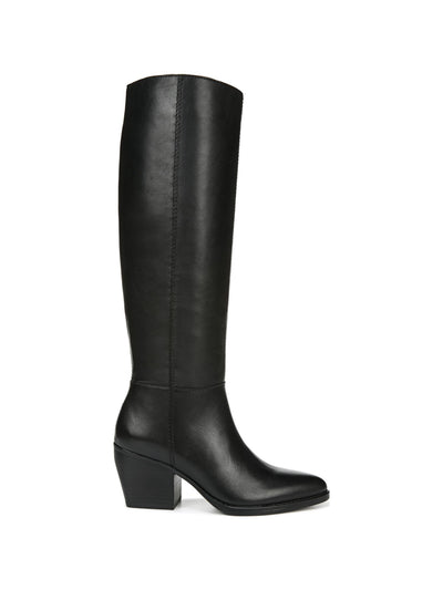 NATURALIZER Womens Black Wide Calf Wide Calf Pointed Toe Stacked Heel Zip-Up Leather Heeled Boots 7.5