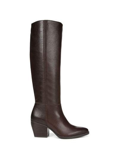 NATURALIZER Womens Brown Wide Calf Pointed Toe Stacked Heel Zip-Up Heeled Boots 6.5