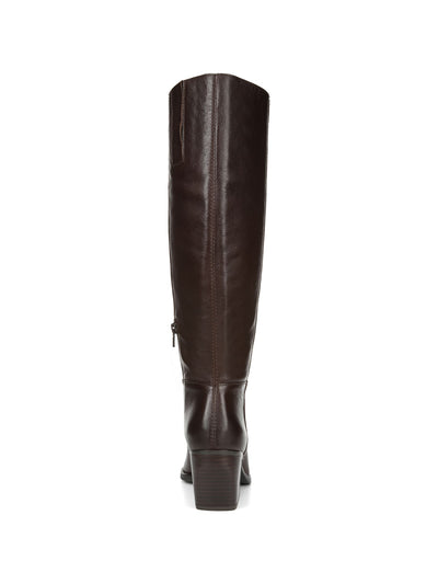 NATURALIZER Womens Brown Wide Calf Pointed Toe Stacked Heel Zip-Up Heeled Boots 6.5