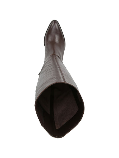 NATURALIZER Womens Brown Wide Calf Pointed Toe Stacked Heel Zip-Up Heeled Boots 6.5