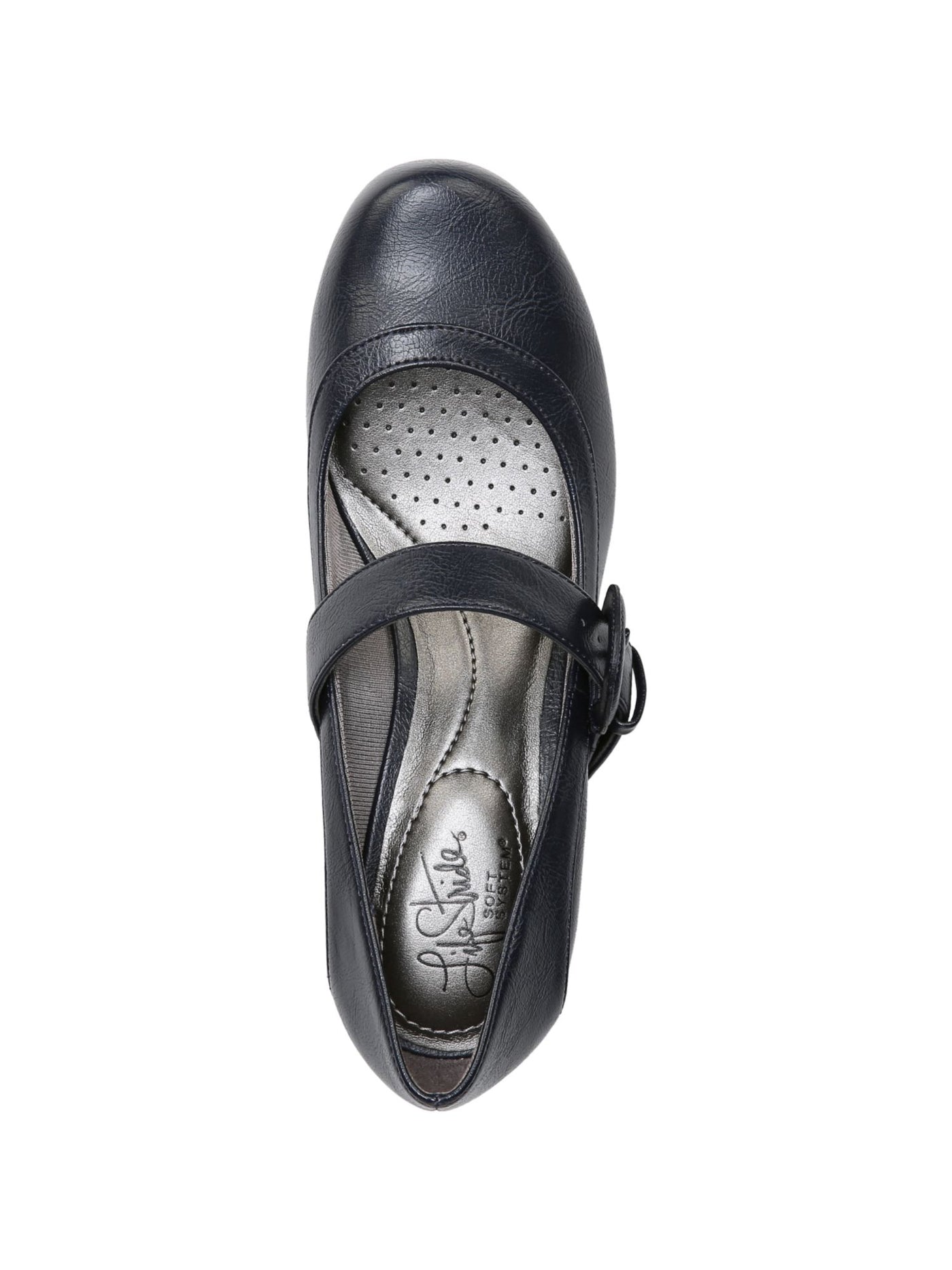 LIFE STRIDE Womens Navy Mary Jane Strap Buckle Accent Rozz Block Heel Slip On Pumps Shoes 9.5 M