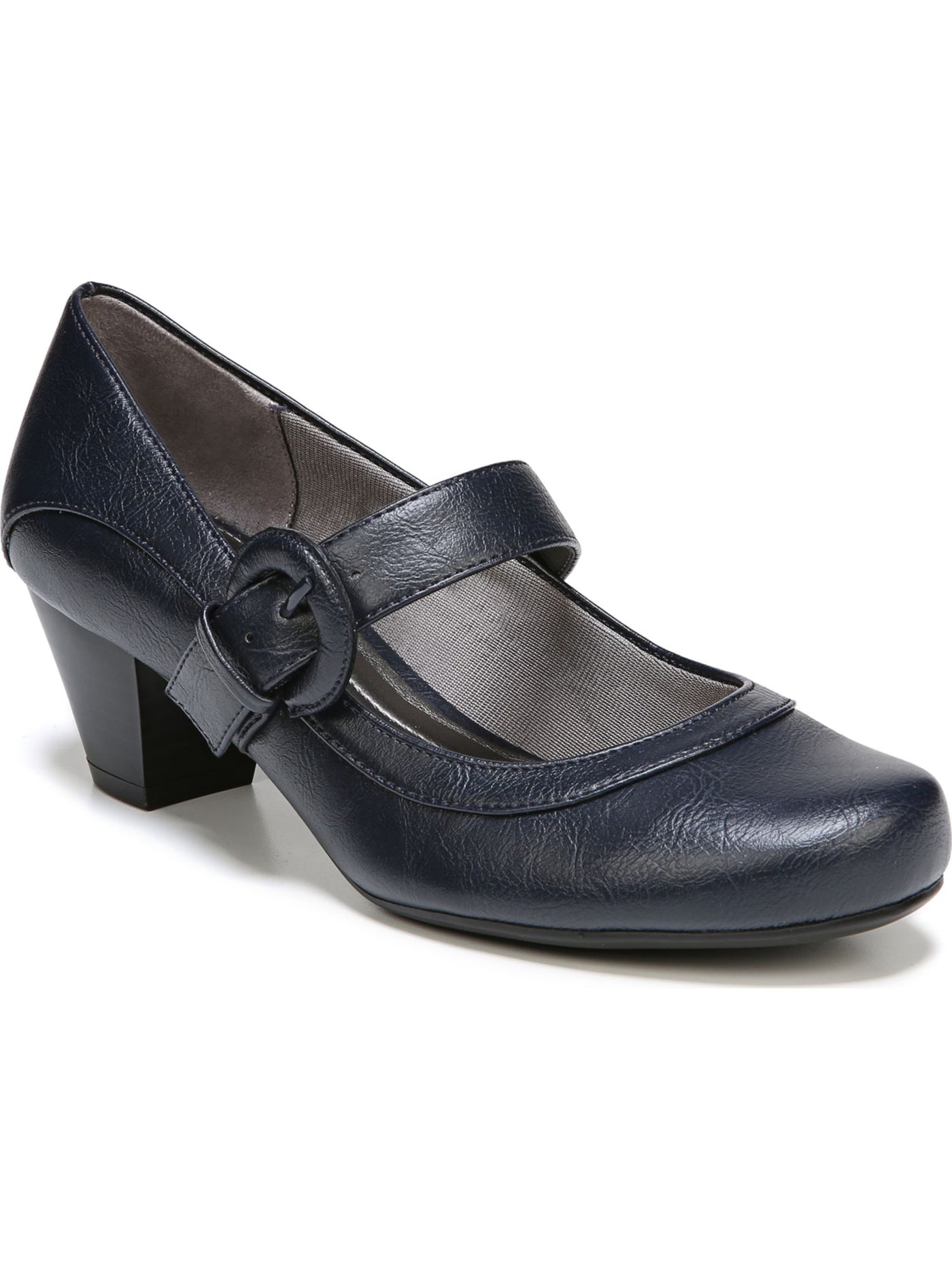 LIFE STRIDE Womens Navy Mary Jane Strap Buckle Accent Rozz Block Heel Slip On Pumps Shoes 9.5 M