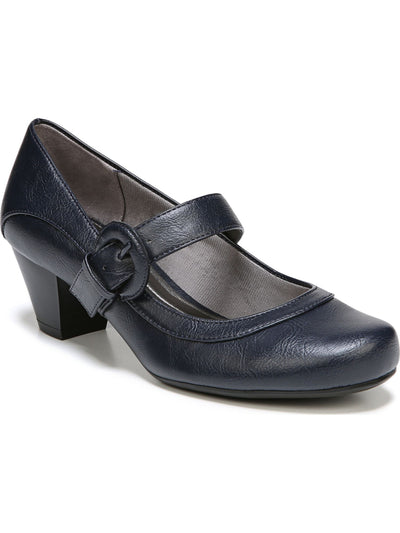 LIFE STRIDE Womens Navy Mary Jane Strap Buckle Accent Rozz Block Heel Slip On Pumps Shoes 9.5 M