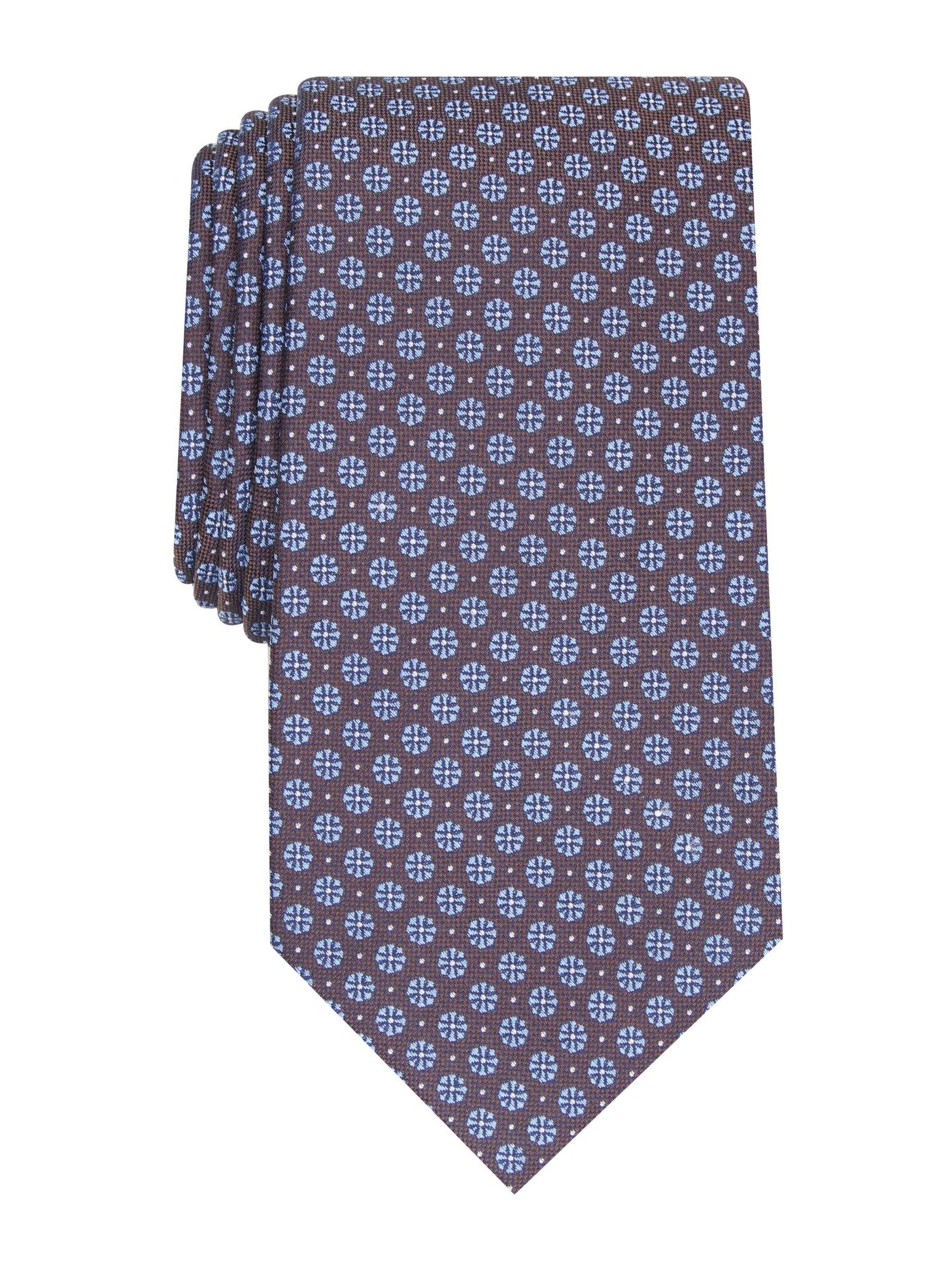 TASSO ELBA Mens Brown Neat Silk Classic Neck Tie