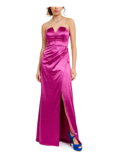 CITY STUDIO Womens Slit Sleeveless Sweetheart Neckline Full-Length Prom Fit + Flare Dress