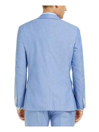 TOMMY HILFIGER Mens Blue Single Breasted, Stretch, Regular Fit Chambray Suit Separate Blazer Jacket 44LONG