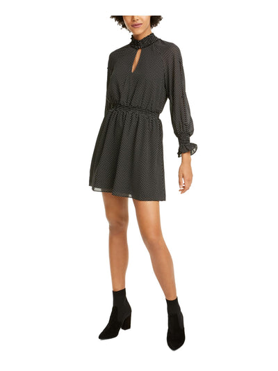 RACHEL ROY Womens Long Sleeve Keyhole Short Fit + Flare Dress