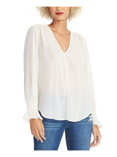 RACHEL ROY Womens Glitter Sheer Sheer Long Sleeve V Neck Blouse