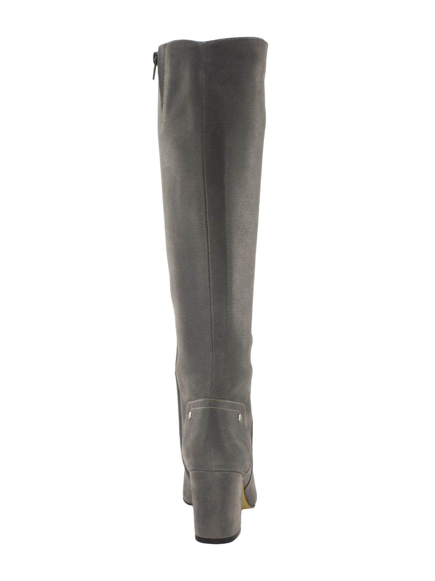BELLA VITA Womens Gray Metal Stud Accents Flex Gore Padded Kassidy Ii Almond Toe Block Heel Zip-Up Boots Shoes 6 M