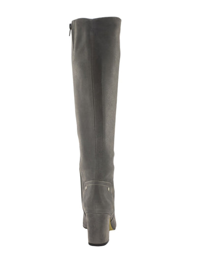 BELLA VITA Womens Gray Metal Stud Accents Flex Gore Padded Kassidy Ii Almond Toe Block Heel Zip-Up Boots Shoes 6 M