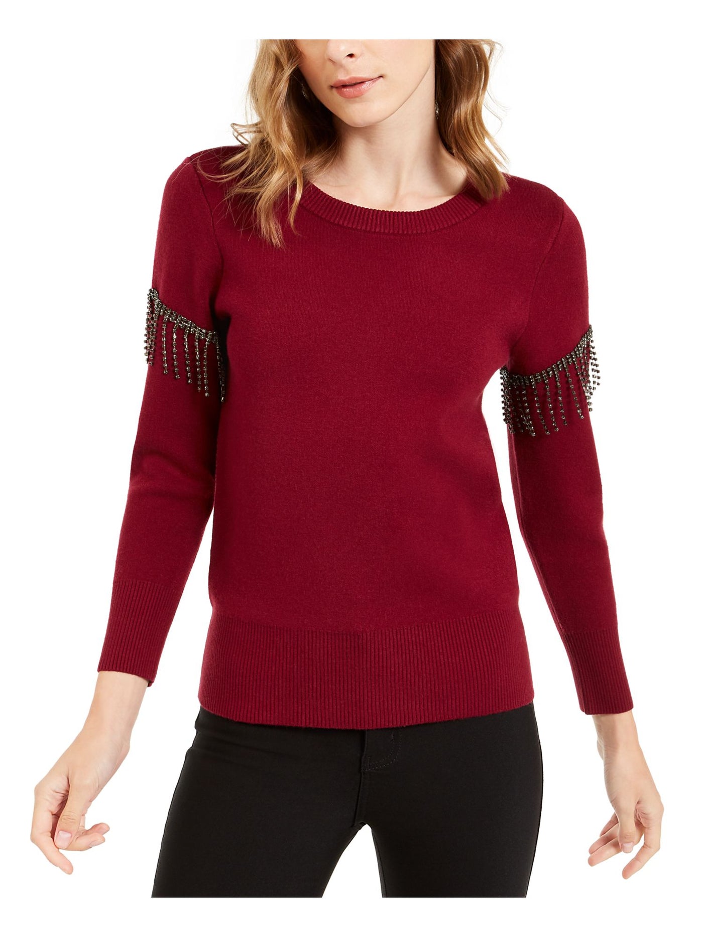 ALFANI Womens Burgundy Long Sleeve Crew Neck Top XL