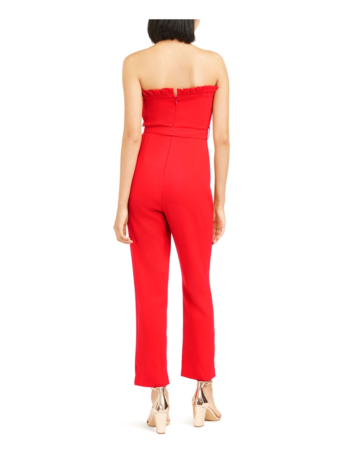 FOXIEDOX Womens Red Strapless Party Straight leg Jumpsuit XL