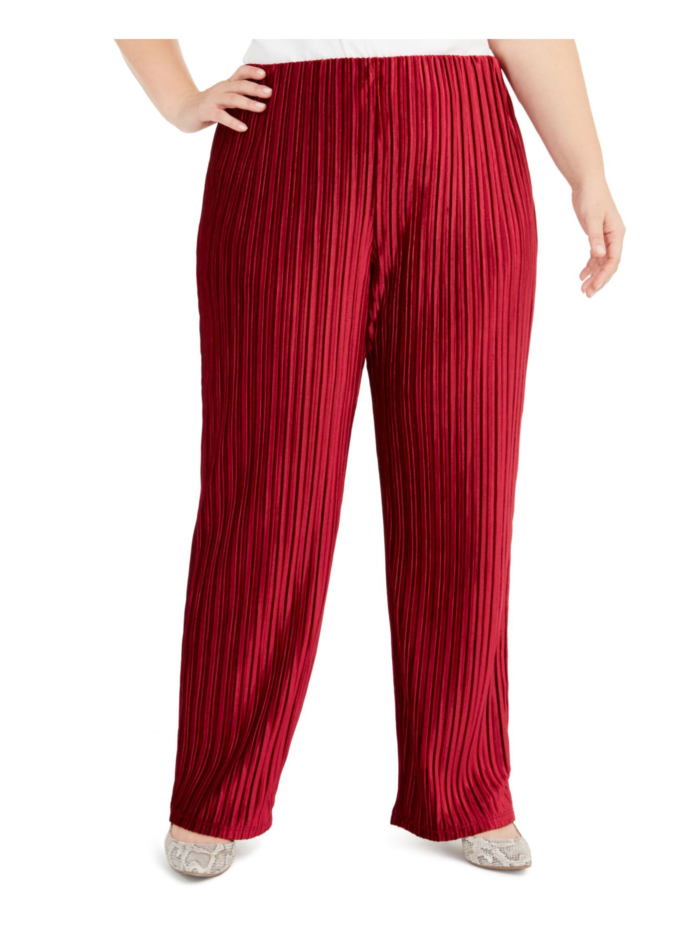 ALFANI Womens Velvet Pull On Stretch Evening Wide Leg Pants