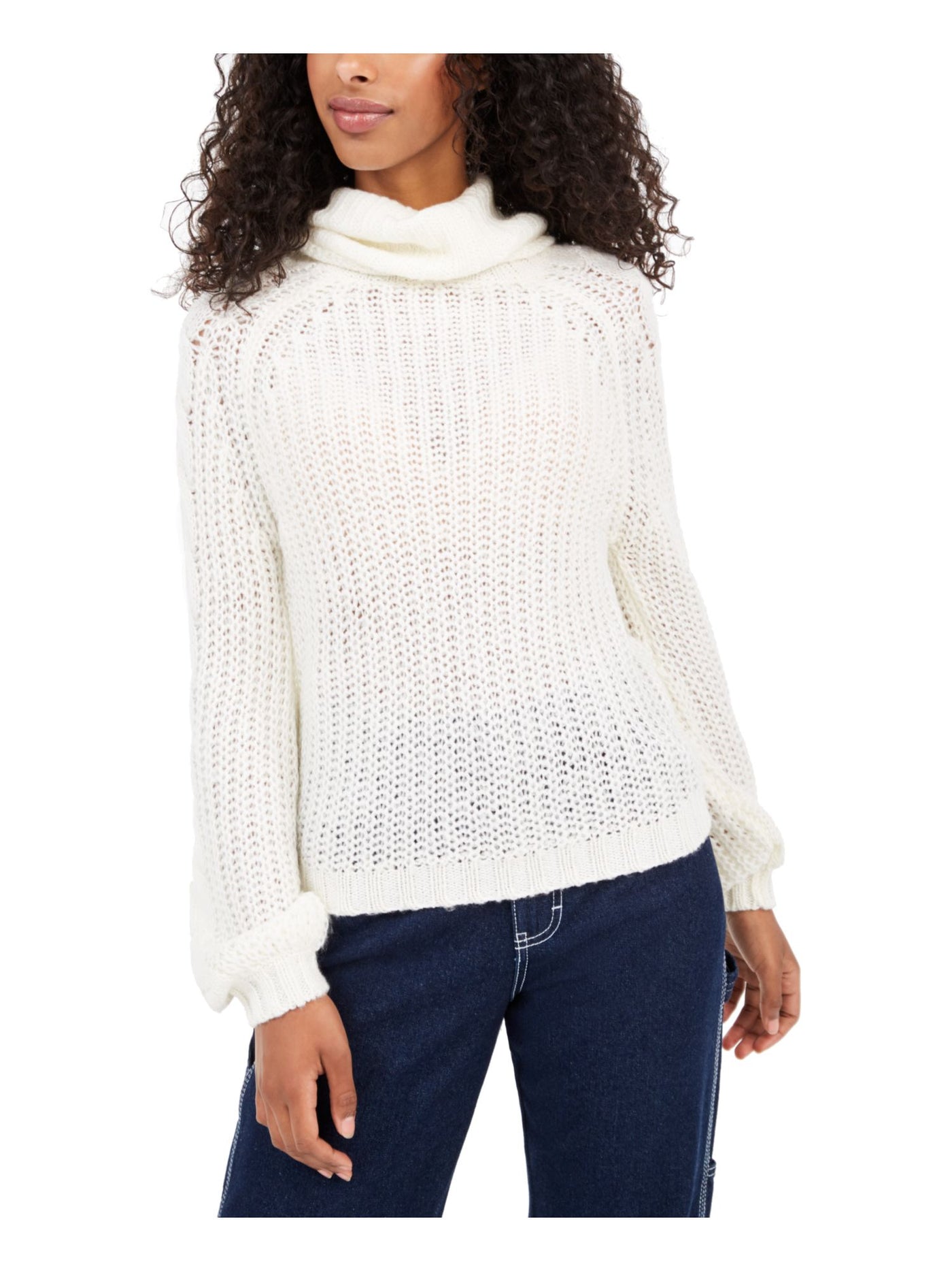 PLANET GOLD Womens Ivory Knitted Printed Long Sleeve Cowl Neck T-Shirt M