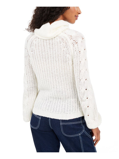 PLANET GOLD Womens Ivory Knitted Printed Long Sleeve Cowl Neck T-Shirt M