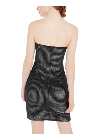 TRIXXI Womens Black Shimmering Sleeveless Sweetheart Neckline Mini Evening Body Con Dress 1