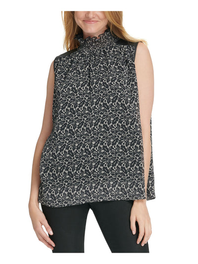 DKNY Womens Sleeveless Mandarin Collar Top