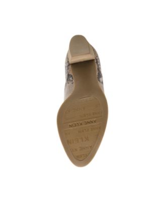 ANNE KLEIN Womens Beige Snakeskin Shock Absorbent Tasseled Cushioned Niccie Almond Toe Block Heel Zip-Up Booties M